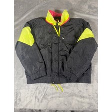 Vintage Serac Sport Gear Ski Jacket Mens XL Black Neon Yellow Pink Made in USA