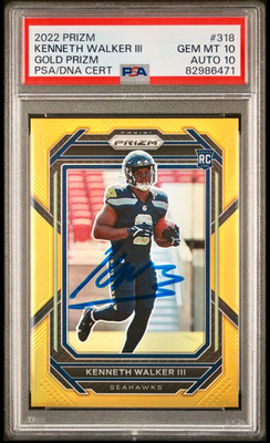 2022 Panini Gold Prizm 4/10 Kenneth Walker III RC PSA 10 AUTO 10 Pop 1 SB MVP !!