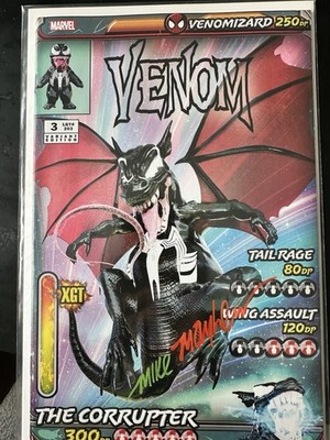 Venom #3 Trade. Mike Mayhew Signed Venomized Charizard Trading Card Cover W/COA