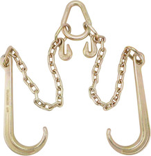 G70 J Hook Tow Chain Bridle with 15" Hooks, 5400 Lbs Capacity, 2Ft Legs