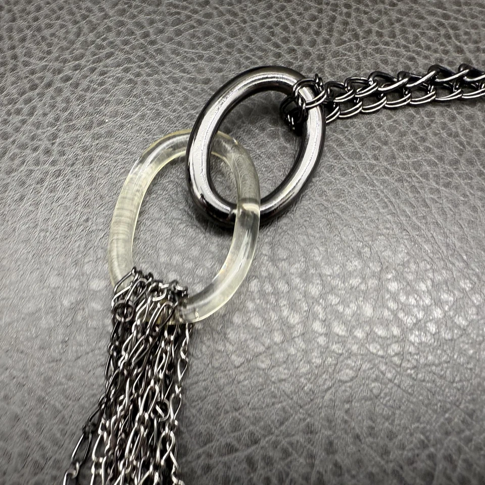 Collar Talbots Tono Plata Cadena Acrílico Eslabón Declaración Mujer Joyería 26 Pulgadas Foto 3 de 4