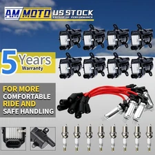 UF262 8X Ignition Coil & Plug & Red Wire For Chevy Silverado GMC 4.8/5.3/6.0L