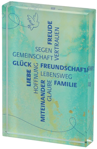 Segen, Gemeinschaft ... | Glasquader zum Aufstellen | farbig bedruckt | Deutsch
