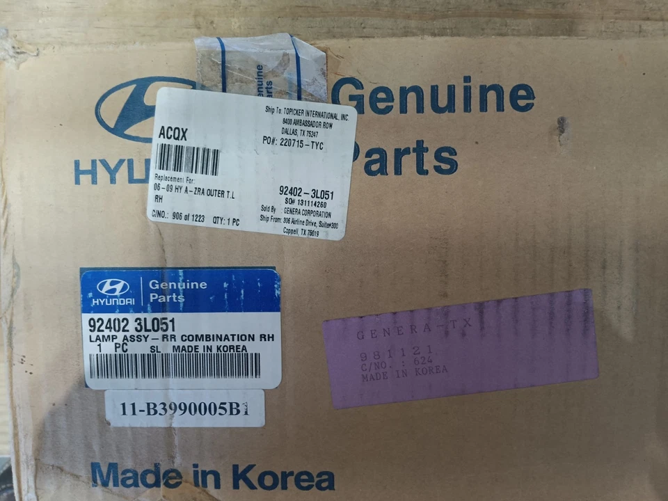 Luz trasera pasajero derecho Hyundai Azera 2006 2007 2008 2009 OEM R1362 DW Foto 3 de 3