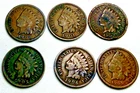 Lot 6 1900's Indian Head Penny Cent Coins 1900 1901 1903 1905 1906 1909