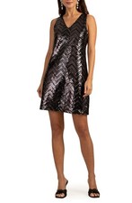 NWT $298 Trina Turk Size 0 Glitterati Black/Brown Sequins Cocktail Mini Dress