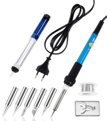 Soldering Iron Kit, 60W 220V Adjustable Temperature Welding Tool, including 5...