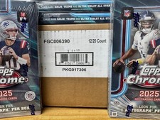 2025 Topps Chrome Football Hobby Case Factory Sealed, 12 Boxes, 20 Packs Per Box