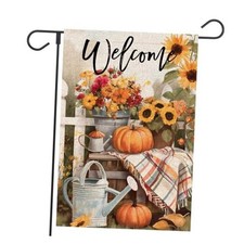 Fall Welcome Garden Flag 12x18 Inch Double Sided Outside Watercolor Floral