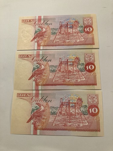 X3 SURINAME, 10 Gulden,banknotes Prefix AH956183 - AA962959-AF748651 (660)