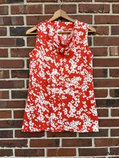 Vera Newman Blouse 1960s Red White Sleeveless