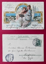 Glückwunsch Litho AK WEIHNACHTEN 1902 Engel Schutzengel mit Geige     ( 169323