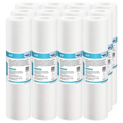12 Pack 5 Micron 10''x2.5'' Sediment Water Filter Whole House for Reverse Osmosis