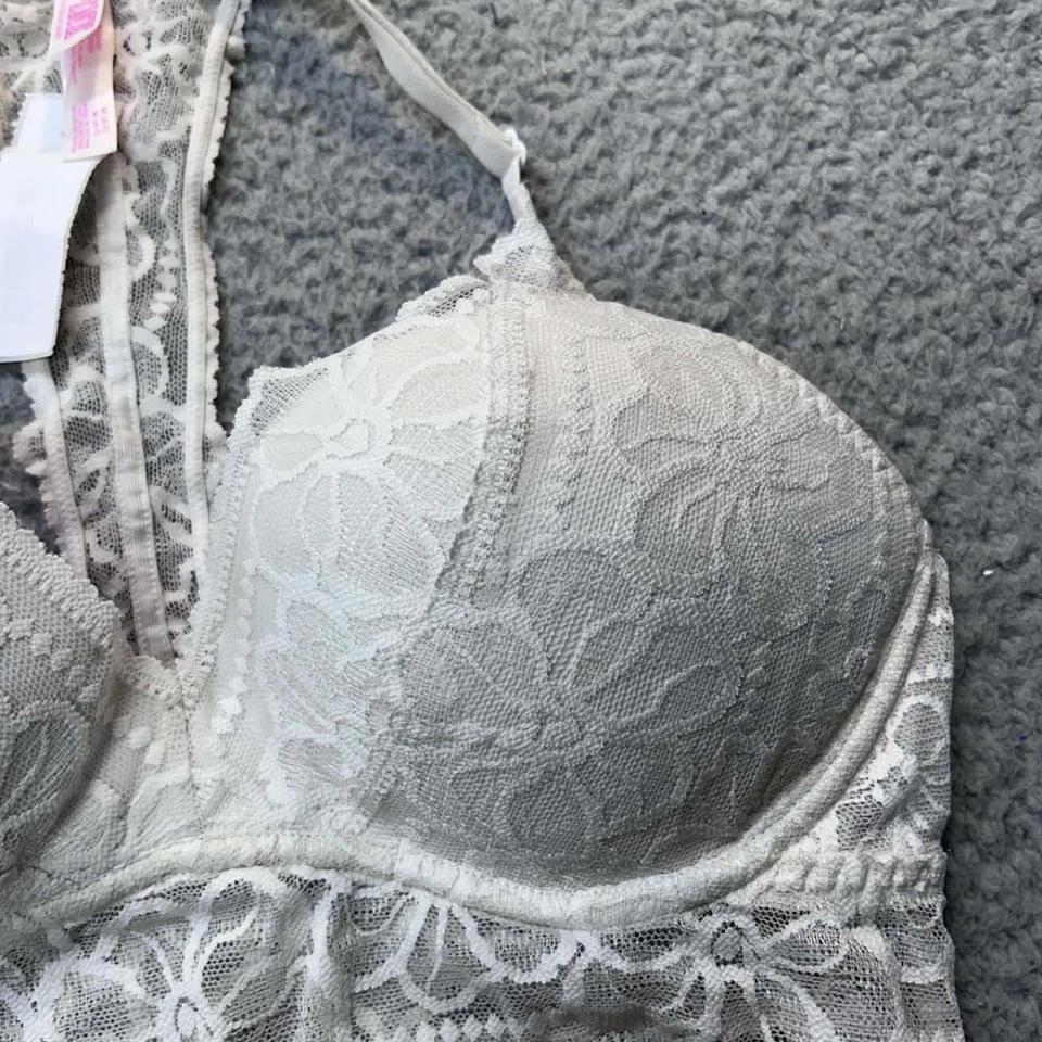 Victoria Secret Pink Bra Medium Push Up Bra Push Up Racerback A-C Cup Lace - Image 2 of 4