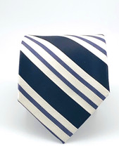 Paul Fredrick 100 Silk Hand Tailored Tie Black White and Gray Stripes/ Classic