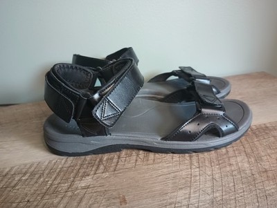 Vionic Mens Canoe Leo Sandals 8 Black Leather Orthotic Arch Support Athleisure 