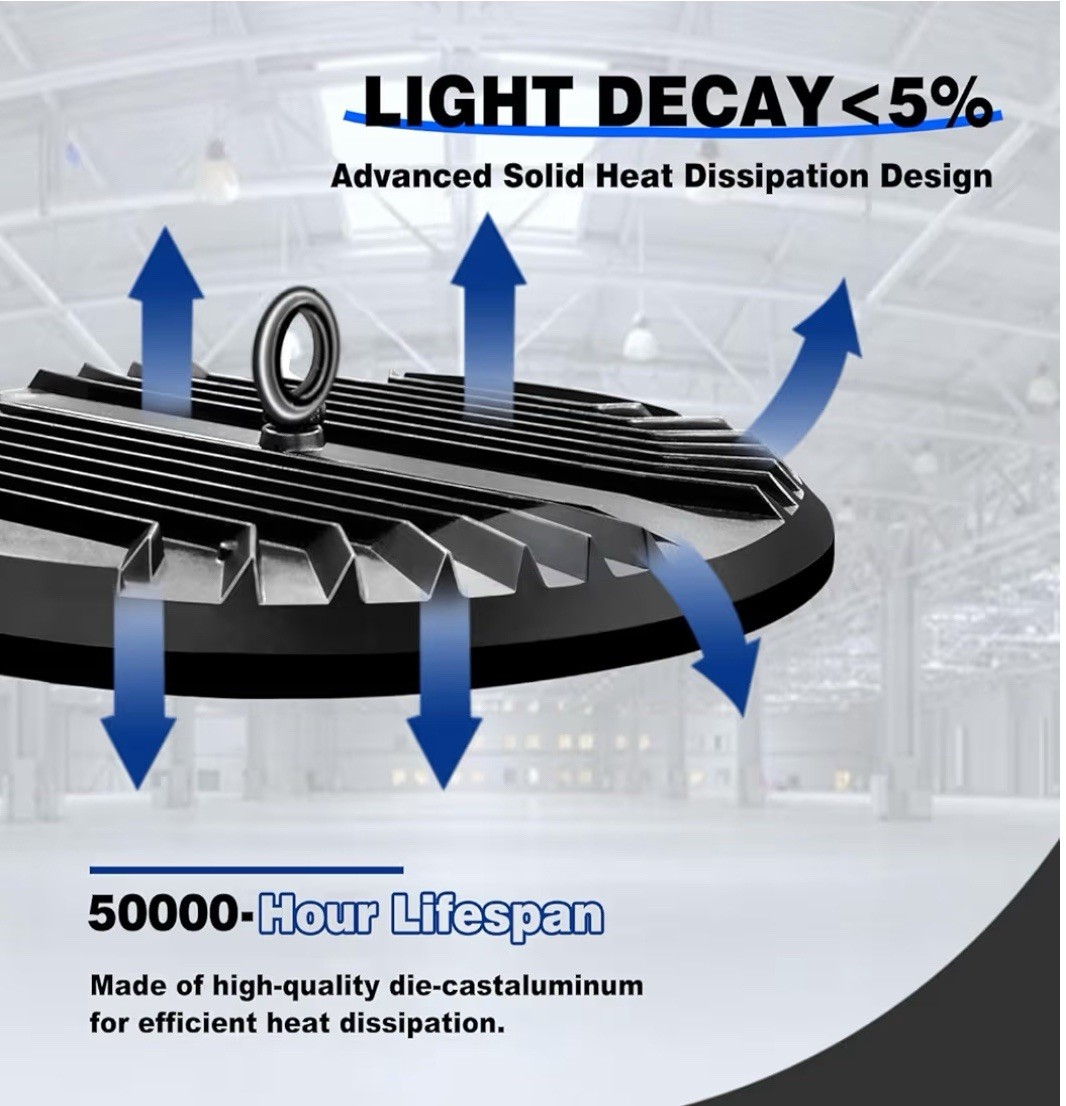 6 Pack 150W UFO LED High Bay Light Factory Warehouse Commercial Lighting 5000K