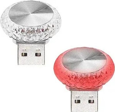USB LED Car Interior Atmosphere Lamp, 2Pcs Red Ambient Light for Tr Color: Red