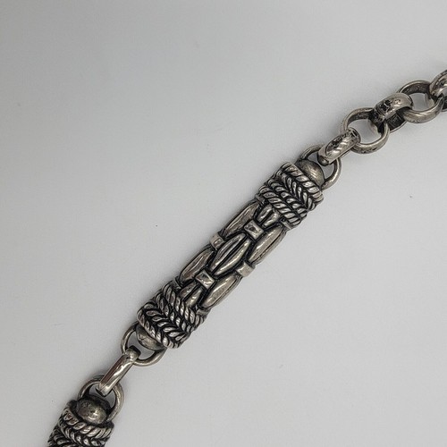 Vintage Half Barrel Silver Tone Belly Body Chain Link Belt 31" Long Adjustable - Picture 2 of 7