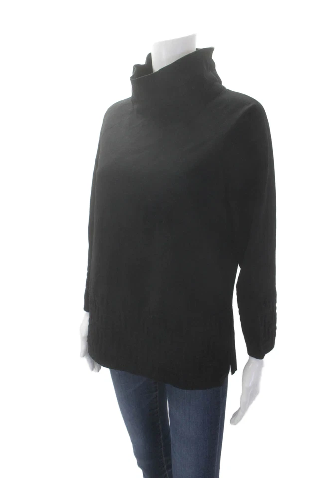Blusa Top Sheis SO Mujer Manga 3/4 Cuello Alto Lateral Dividido Negra Talla 42 Foto 2 de 4