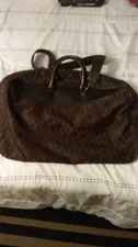 FURLA Dark Chocolate Brown Tote Duffle Bag Full Zip with Strap Made In Italy