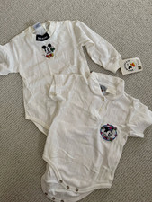 Baby Mickey  Co. Disney Mickey Minnie 2-Pack White Bodysuits 18M Vintage