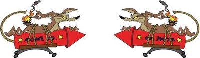 Wile E Coyote ACME Rocket Mirrored Set of 2 Decal / Sticker 10 Sizes FREE Ship