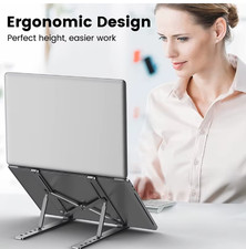 Premium Adjustable Aluminum Laptop Stand Ergonomic Foldable Notebook Holder Desk