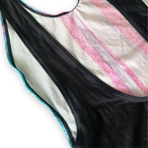 Womens Vintage Swimming Costume Swimsuit Bathing suit Low Back Colourful Black - Picture 7 of 10