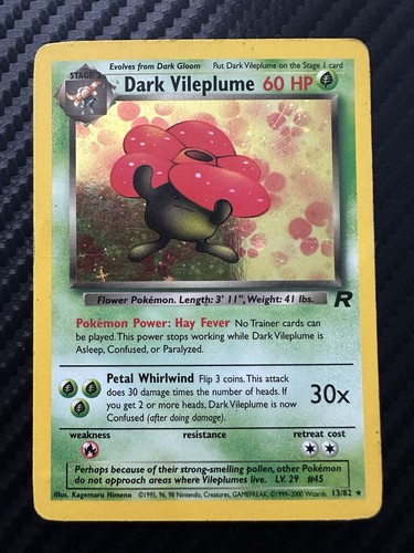 Pokemon TCG Dark Vileplume Holo Rare Karte 13/82 Team Rocket Serie