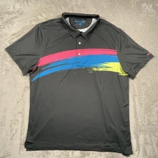 Chubbies Polo Shirt Mens 2XL Black Multicolor Performance Golf Stretch Athletic