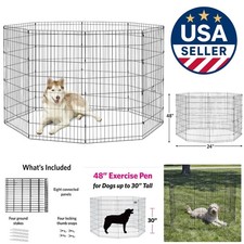 48-Inch Folding Metal Dog Exercise Pen - 16 Sq Ft Indoor/Outdoor Play Area