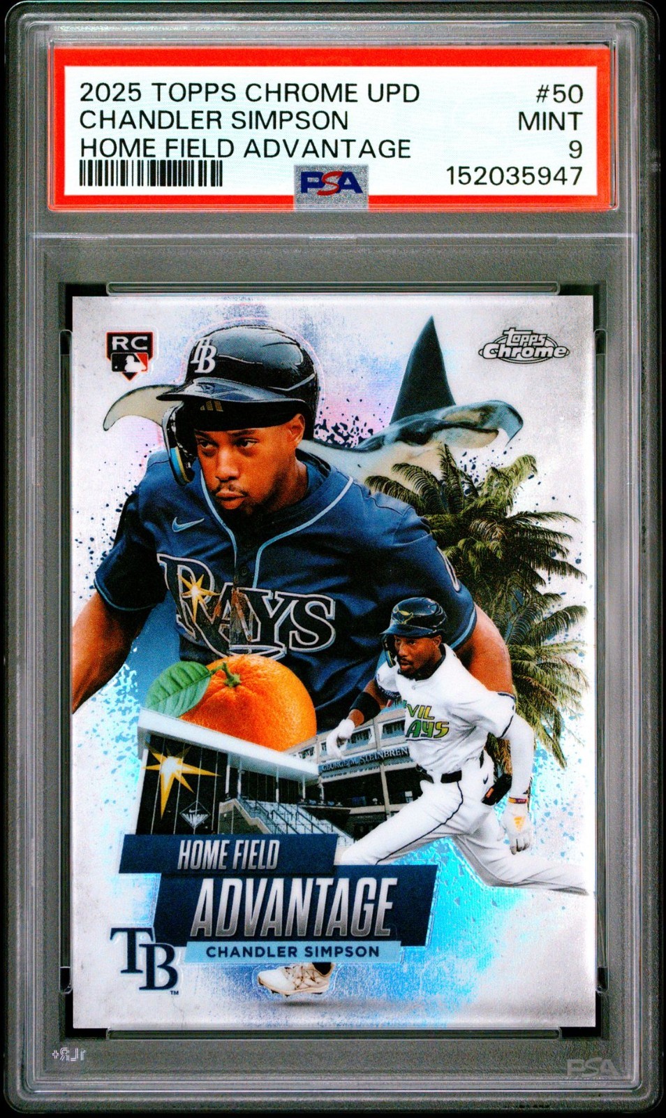 2025 Topps Chrome Update CHANDLER SIMPSON Home Field Advantage RC SSP PSA 9 MINT