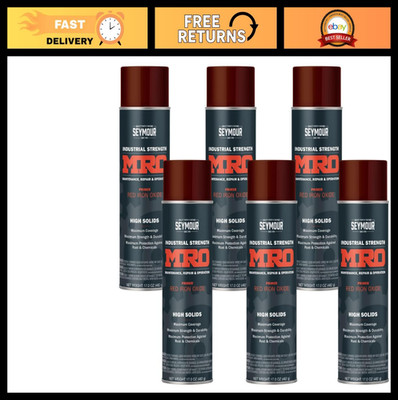 High Solids Red Iron Oxide Primer Spray Paint - Industrial MRO, 16oz, 6 Pack