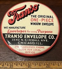 POCKET MIRROR, TRANSO Envelope Co. Chicago Ill, Envelopes for a Purpose 3 3/8 in