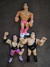 Vintage HASBRO WWF actuon figure lot andre bret hart rick martel 