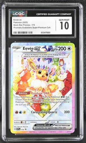 EEVEE EX 174 PRISMATIC EVOLUTIONS SUPER-PREMIUM COLL. POKEMON CGC 10 GEM MINT