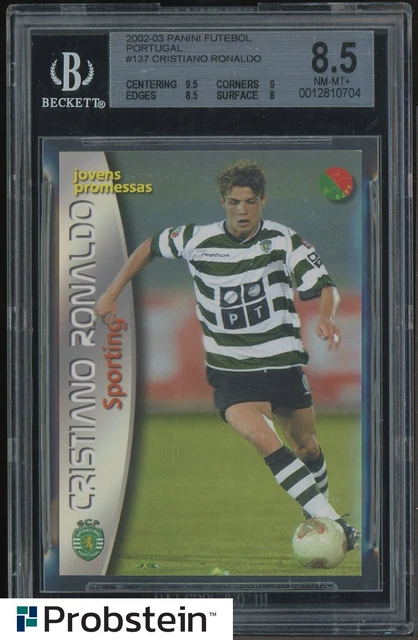 2002-03 Panini Futebol Portugal Soccer #137 Cristiano Ronaldo RC Rookie BGS 8.5