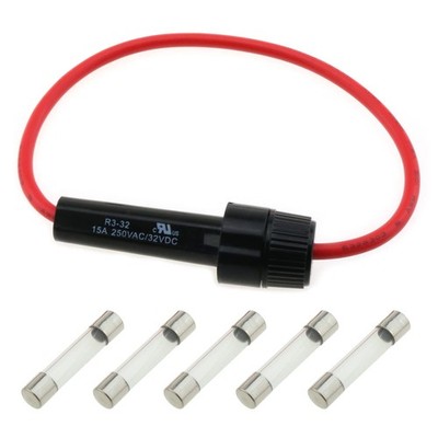 6IN1 Wired Mounting Fuse Holder with 5pcs 6x30mm 1A 