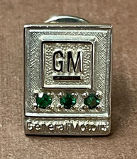 Vintage GM General Motors 10K Gold Filled w/Emeralds Service Award Lapel Pin