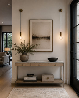Andrew Martin Chester hall console table marble top with drawers rrp £1695 A