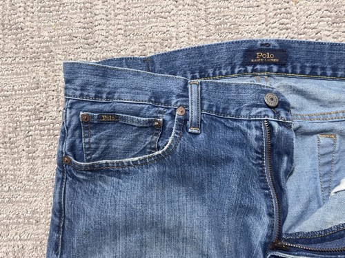 Polo Ralph Lauren Varick jeans slim dritto uomo 34X29 blu vintage denim casual - Foto 2 di 8
