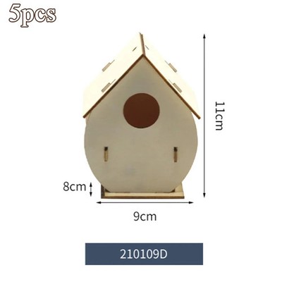 Mini-Vogelhäuser Holz Bastelset 5 Stück unvollendet DIY Dekoration