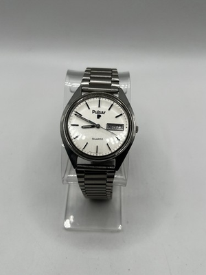 #ad Vintage Pulsar Silver Tone Watch New Battery $40.00