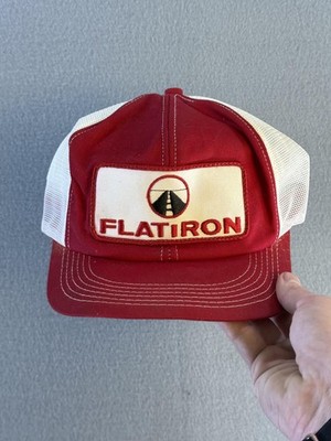 Vintage Flatiron K-Brand Hat Cap Snap Back Mens One Size Red Twill Mesh Trucker