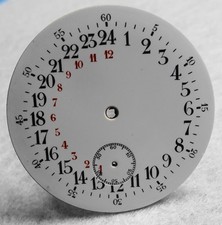 CADRAN POUR MONTRE GOUSSET ÉMAILLÉ - 24 HEURES - CHRONO - CHIFFRES ROUGE ET NOIR