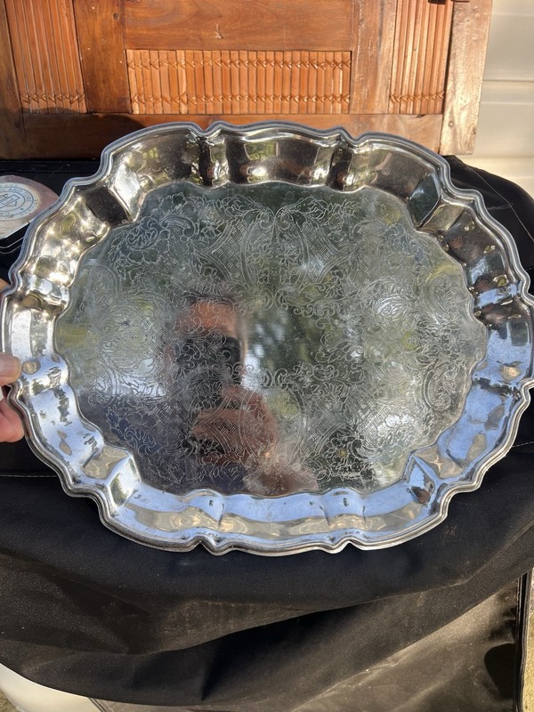 Vintage Silver Plated Serving Tray, Vintage Silver Tray