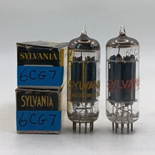 Sylvania 6CG7 Vacuum Tubes One Pair Clean Tested 80% 60 Day Guarantee See Below.