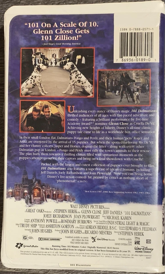 RARE! White Clamshell Case Disney’s 101 Dalmatians VHS Movie Tape 1956 VERY GOOD - Image 2 of 4