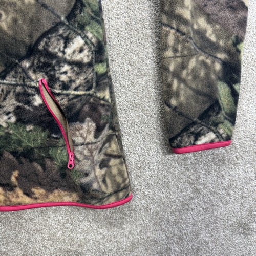 Mossy Oak Jacket Women Size Small Full Zip Camo Fleece Thumb Holes Pink Trim - Picture 5 of 13